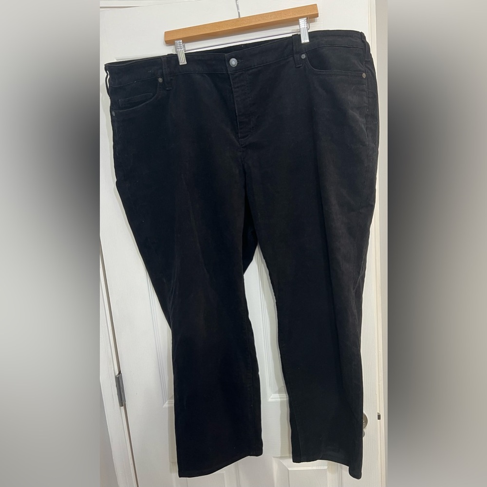 Lands' End Women's Plus Size Black Mid Rise Straight Leg Corduroy Pants